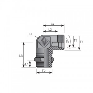 Angular rotary fitting with bulkhead nut. (LME..LSMOG..)