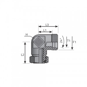 Angular rotary fitting with O-ring seal. (LME..LSFE..LS)