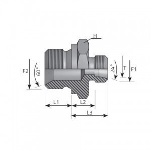 Male stud coupling SV 60°. (AME..LSMG..SV)