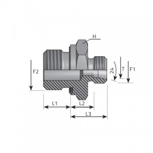Male stud coupling with rubber seal form E DIN 3852. (AME..LSMG..EL)
