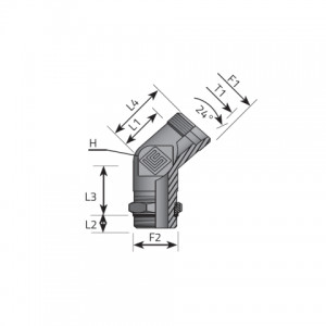 Rotary 45° fitting with bulkhead nut and with O-ring seal. (QME..LSMOMR..)