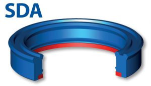 Semicompact rod seal with anti-extrusion ring (SDA)