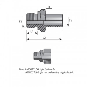 Stud standpipe adapter form B DIN 3852. (AMG..TLS..)