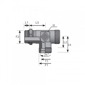 T rotary fitting with bulkhead nut. (TME..LSMOG..B)
