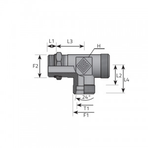 T Rotary fitting with bulkhead nut and O-ring seal. (TME..LSMOMR..B)