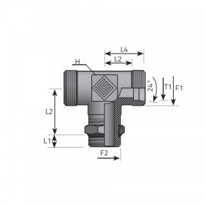 T Rotary fitting with bulkhead nut and O-ring seal. (TME..LSMOMR..P)