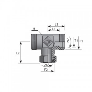 Tee rotary fitting with O-ring seal. (TME..LSFE..LSP)