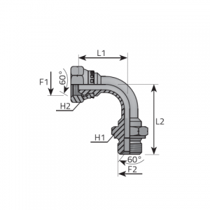 Vitillo Bsp Adapteri 90° Adapteri ar metrisku ārējo un kustīgu metrisku iekšējo vītni. (AMF90M)