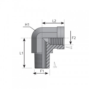 Vitillo Bsp Fittings 90° Adapter male NPT – fixed female NPT. (LMN..FFN)