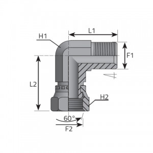 Vitillo Bsp Fittings 90° Adapter male NPT – swivel female BSPP. (LMN..FGG)