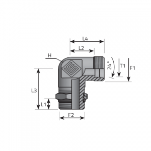 Vitillo Din Fittings Angular rotary fitting with bulkhead nut. (LME..LSMOG..)