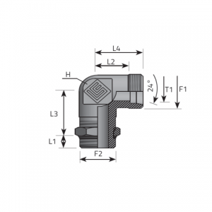 Vitillo Din Fittings Angular rotary fitting with bulkhead nut. (LME..LSMOM..)