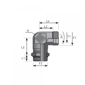 Vitillo Din Fittings Angular rotary fitting with bulkhead nut. (LME..LSMOU..)