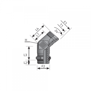 Vitillo Din Fittings Rotary 45° fitting with bulkhead nut and with O-ring seal. (QME..LSMOMR..)