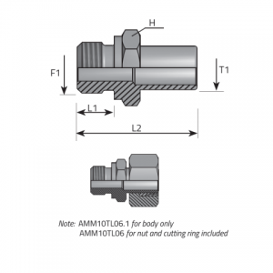 Vitillo Din Fittings Stud standpipe adapter form B DIN 3852. (AMM..TLS..)