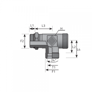 Vitillo Din Fittings T Rotary fitting with bulkhead nut and O-ring seal. (TME..LSMOMR..B)