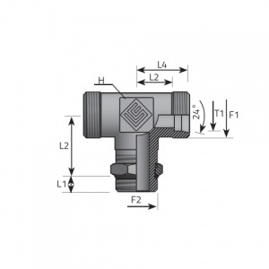 Vitillo Din Fittings T Rotary fitting with bulkhead nut and O-ring seal. (TME..LSMOMR..P)