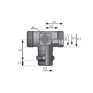 Vitillo Din Fittings Tee Rotary fitting with bulkhead nut. (TME..LSMOU..P)