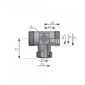 Vitillo Din Fittings Tee rotary fitting with O-ring seal. (TME..LSFE..LSP)