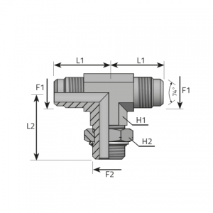 Vitillo Jic Adapteri T veida adapteri ar JIC ārējo vītni un metrisku regulējamu ārējo apakšējo vītni. (TMJ.MOM.P)