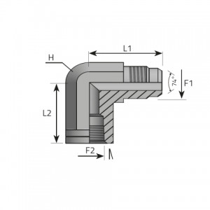 Vitillo Jic Fittings 90° Adapter male JIC – fixed female NPT. (LMJ..FFN)