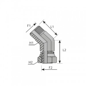 Vitillo Orfs Fittings 45° Adapter female ORFS – male ORFS. (QMO..FGO)