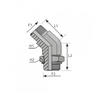 Vitillo Orfs Fittings 45° adjustable Adapter male ORFS – male UNF with O-ring. (QMO..MOU)