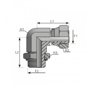 Vitillo Orfs Fittings 90° Adapter female ORFS – adjustable metric male with O-ring. (LFGO..MOM..R)