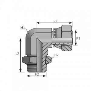 Vitillo Orfs Fittings 90° Adapter female ORFS – male UNF with O-ring. (LFGO..MOU)