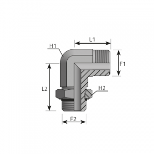 Vitillo Orfs Fittings 90° adjustable Adapter male ORFS – male UNF with O-ring. (LMO..MOU)